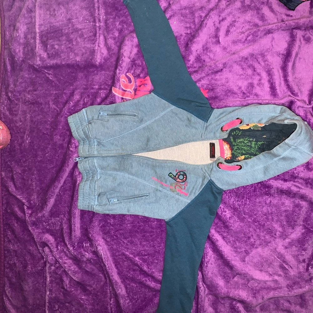 Blue Catimini Floral Hoodie